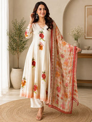 Floral Elegance Premium Cotton 3-Piece Suit Set