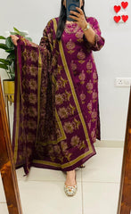 Premium Heavy Cotton Aari Mirror Work Suit Set