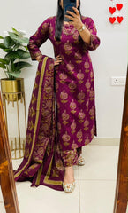 Premium Heavy Cotton Aari Mirror Work Suit Set