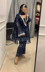 Tanvi Kurti Royal Bandhani Cotton 3-Piece Suit Set