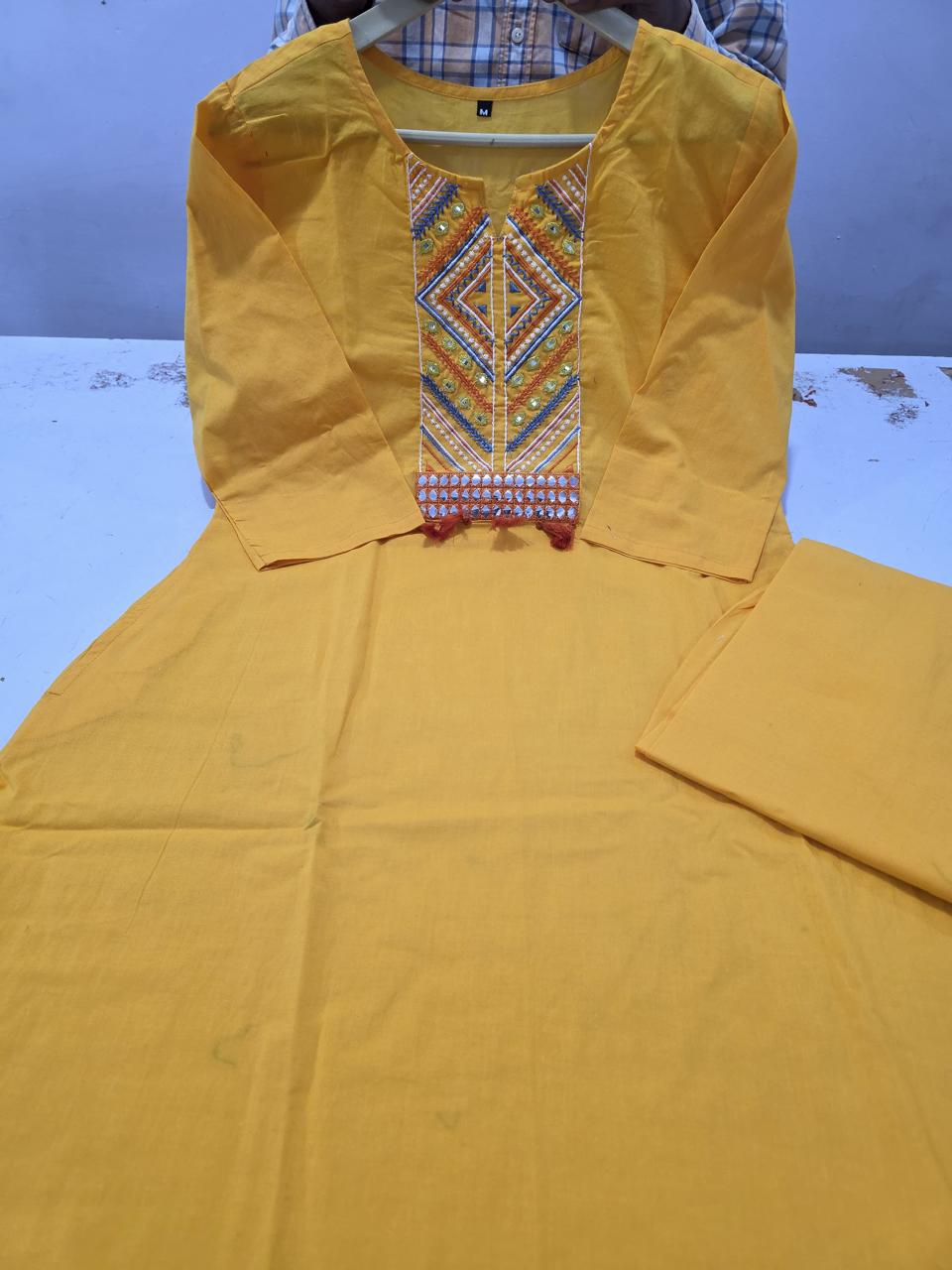Tanvi Kurti Zariya Mustard Embroidered Kurta Set - Tanvi Kurti