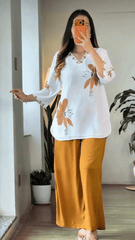 Tanvi Kurti Mustard Bloom Mul Cotton Co-Ord Set