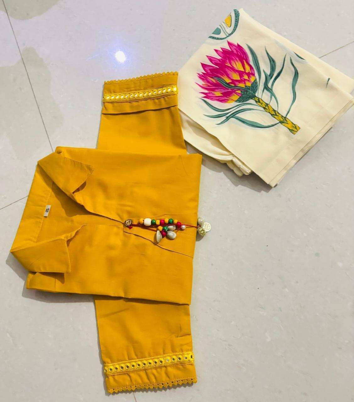 Tanvi Kurti Sunshine Yellow Kurti & Botanical Palazzo Co - ord Set - Tanvi Kurti