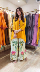 Tanvi Kurti Sunshine Yellow Kurti & Botanical Palazzo Co - ord Set - Tanvi Kurti